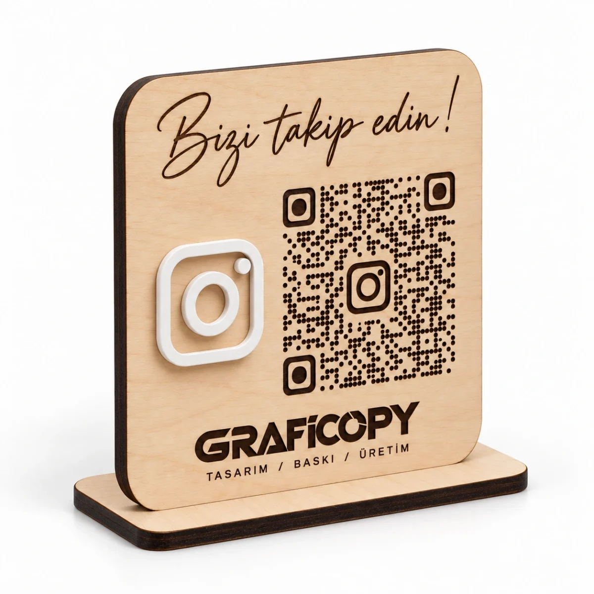 Ahşap Instagram QR Standı - Görsel 3