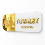 KAVİS Altın Aynalı Pleksi WC Kapı Tabelası - Görsel 2